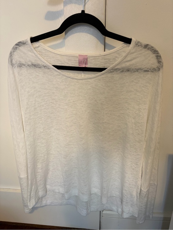 Jolie Sweaters - Jolie White Semi-Sheer Long Sleeve Scoop Neck Top